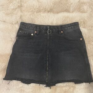 We The Free Black Cutoff Denim Mini Skirt